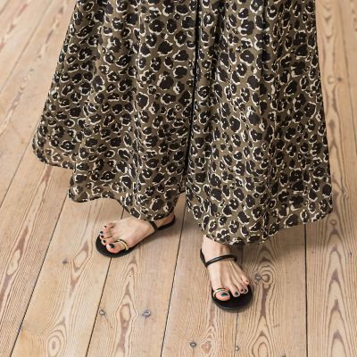レオパード柄タックボリュームキュロットパンツ≪手洗い可能≫