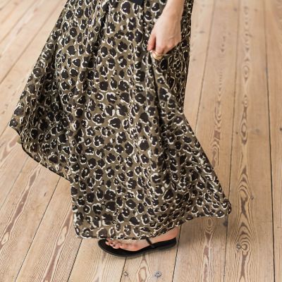 レオパード柄タックボリュームキュロットパンツ≪手洗い可能≫