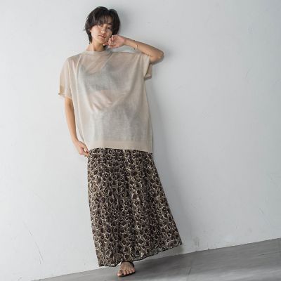 レオパード柄タックボリュームキュロットパンツ≪手洗い可能≫
