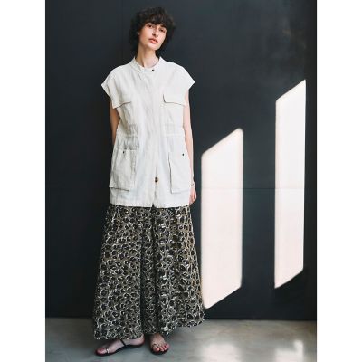 レオパード柄タックボリュームキュロットパンツ≪手洗い可能≫