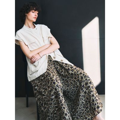 レオパード柄タックボリュームキュロットパンツ≪手洗い可能≫
