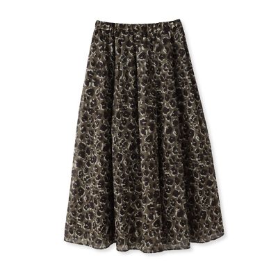 レオパード柄タックボリュームキュロットパンツ≪手洗い可能≫