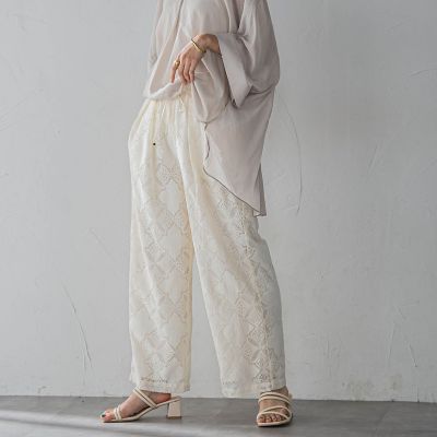 ＜MAYSON GREY（Women）＞【ＷＥＢ限定】パッチワーク風レースリラックスワイドパンツ≪手洗い可能≫