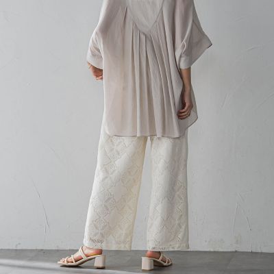 【ＷＥＢ限定】パッチワーク風レースリラックスワイドパンツ≪手洗い可能≫