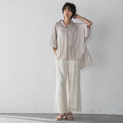 【ＷＥＢ限定】パッチワーク風レースリラックスワイドパンツ≪手洗い可能≫