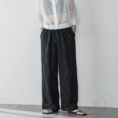 【ＷＥＢ限定】パッチワーク風レースリラックスワイドパンツ≪手洗い可能≫