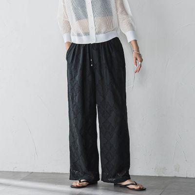 【ＷＥＢ限定】パッチワーク風レースリラックスワイドパンツ≪手洗い可能≫
