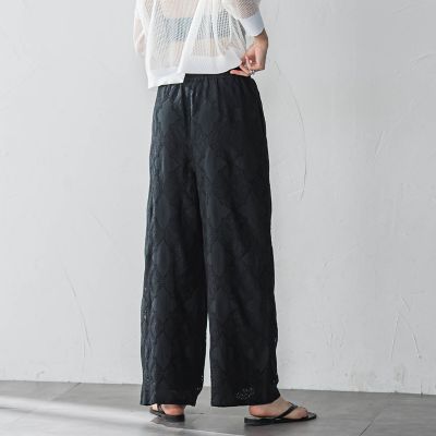 【ＷＥＢ限定】パッチワーク風レースリラックスワイドパンツ≪手洗い可能≫