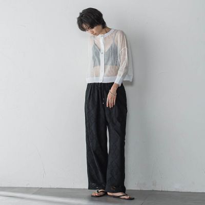 【ＷＥＢ限定】パッチワーク風レースリラックスワイドパンツ≪手洗い可能≫