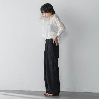 【ＷＥＢ限定】パッチワーク風レースリラックスワイドパンツ≪手洗い可能≫
