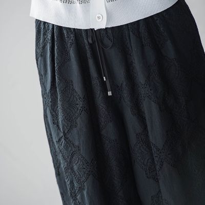 【ＷＥＢ限定】パッチワーク風レースリラックスワイドパンツ≪手洗い可能≫