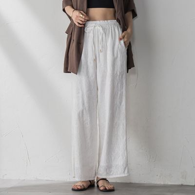 ペイズリー総刺繍綿ボイルストレートパンツ≪手洗い可能