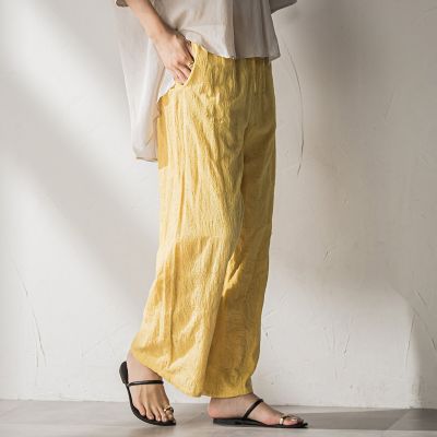 ペイズリー総刺繍綿ボイルストレートパンツ≪手洗い可能
