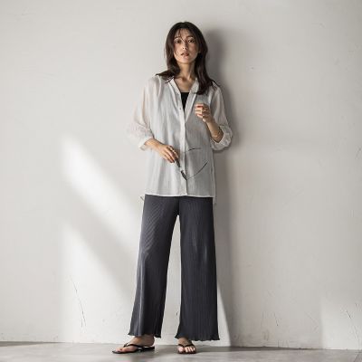 MELLOW プリーツパンツ セール】エアリーに揺れる。裾メローフレアプリーツパンツ