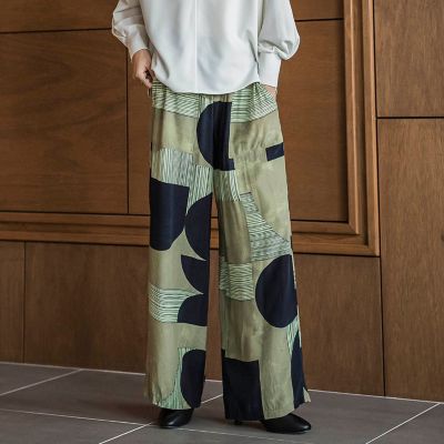 ＜MAYSON GREY（Women）＞ＩＰＥＫＥＲ幾何柄イージーワイドパンツ≪手洗い可能≫