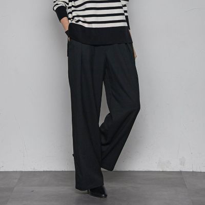 ＜MAYSON GREY（Women）＞【一瞬で楽とキレイを叶える】裏起毛イージーワイドパンツ≪手洗い可能≫