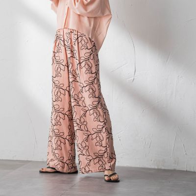 ＜MAYSON GREY（Women）＞ボタニカル刺繍イージーワイドパンツ