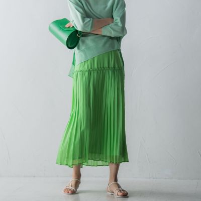 ＜MAYSON GREY（Women）＞ヘムプリーツシアースカート≪手洗い可能≫