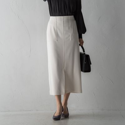 カットジョーゼットフロントベンツストレートスカート≪セットアップ対応／手洗い可能≫
