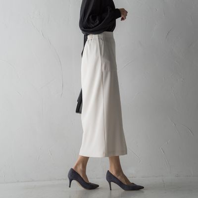 カットジョーゼットフロントベンツストレートスカート≪セットアップ対応／手洗い可能≫