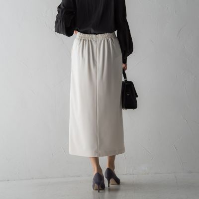 カットジョーゼットフロントベンツストレートスカート≪セットアップ対応／手洗い可能≫