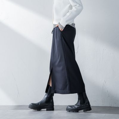 カットジョーゼットフロントベンツストレートスカート≪セットアップ対応／手洗い可能≫