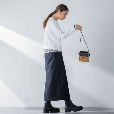 カットジョーゼットフロントベンツストレートスカート≪セットアップ対応／手洗い可能≫