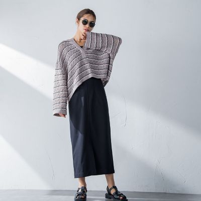 カットジョーゼットフロントベンツストレートスカート≪セットアップ対応／手洗い可能≫