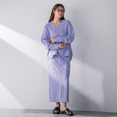 カットジョーゼットフロントベンツストレートスカート≪セットアップ対応／手洗い可能≫