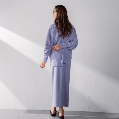 カットジョーゼットフロントベンツストレートスカート≪セットアップ対応／手洗い可能≫