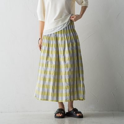 ＜MAYSON GREY（Women）＞チェック＆ストライプリバーシブルスカート≪洗濯機で洗える≫