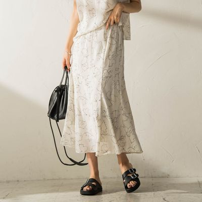 ＜MAYSON GREY（Women）＞ラインプリントマーメイドスカート≪洗濯機で洗える≫