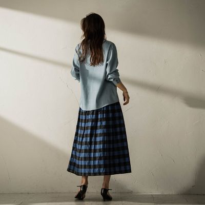 MADISONBLUE リネンタックサーキュラースカート ピンク ロング
