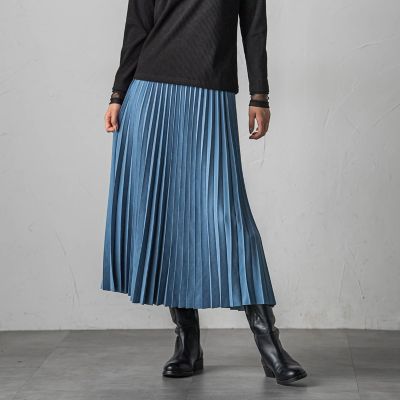 スウェードアコーディオンプリーツスカート≪手洗い可能≫