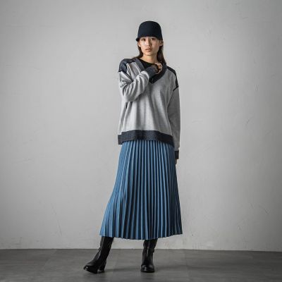 スウェードアコーディオンプリーツスカート≪手洗い可能≫