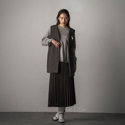 スウェードアコーディオンプリーツスカート≪手洗い可能≫