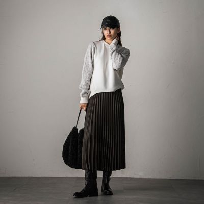 スウェードアコーディオンプリーツスカート≪手洗い可能≫