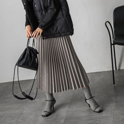 ＜MAYSON GREY（Women）＞スウェードアコーディオンプリーツスカート≪手洗い可能≫