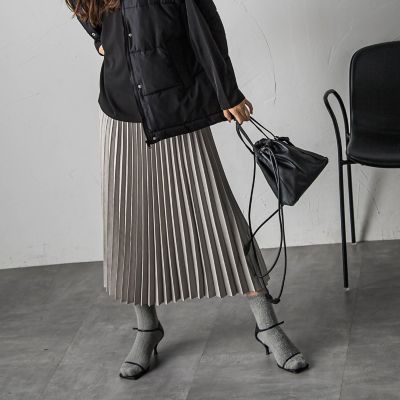 スウェードアコーディオンプリーツスカート≪手洗い可能≫