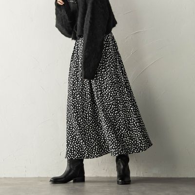 ＜MAYSON GREY（Women）＞ダルメシアン柄ワイドベルトフレアスカート≪手洗い可能≫