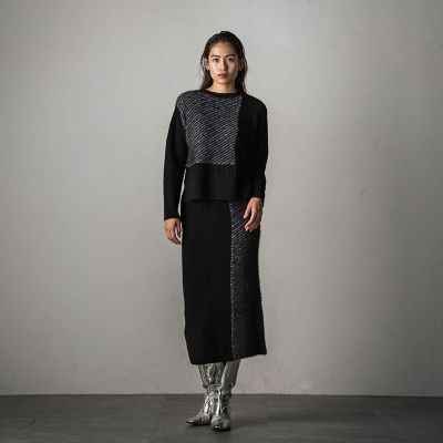 ブロッキング配色ニットスカート≪セットアップ対応／手洗い可能≫