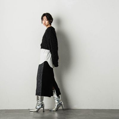 ブロッキング配色ニットスカート≪セットアップ対応／手洗い可能≫