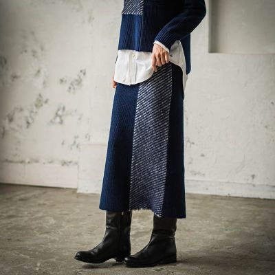 ブロッキング配色ニットスカート≪セットアップ対応／手洗い可能≫