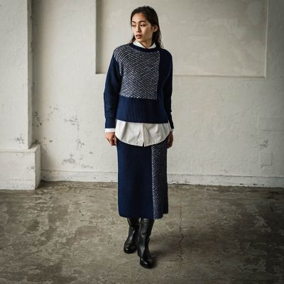 ブロッキング配色ニットスカート≪セットアップ対応／手洗い可能≫