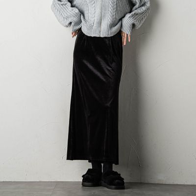 ＜MAYSON GREY（Women）＞ベロアナロースカート≪洗濯機で洗える≫