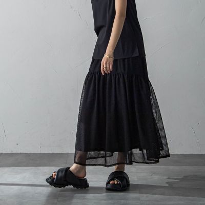 【SALE】MAYSON GREY（Women）/メイソングレイ メッシュギャザーフレアスカート&#8810;洗濯機で洗える&#8811; 04ブラック ロングスカート【三越伊勢丹/公式】