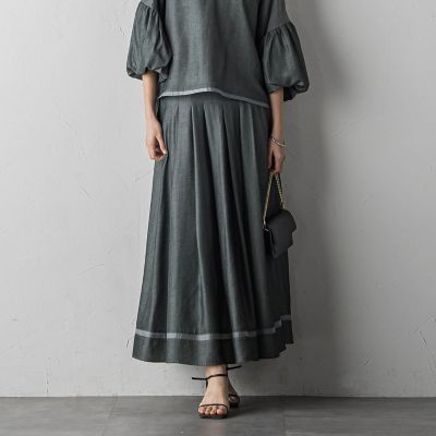 ＜MAYSON GREY（Women）＞シャンブレー×シアーボックスタックスカート≪セットアップ対応≫