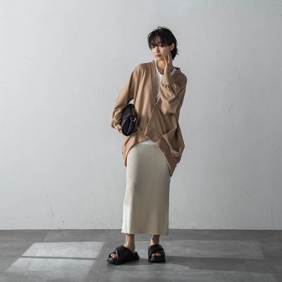 セットアップ対応】ストレッチシャンブレー タイト スカート