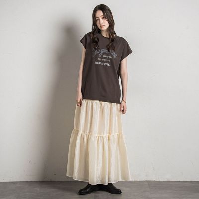 シアーシャンブレーティアードスカート≪洗濯機で洗える≫
