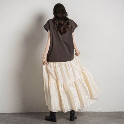 シアーシャンブレーティアードスカート≪洗濯機で洗える≫